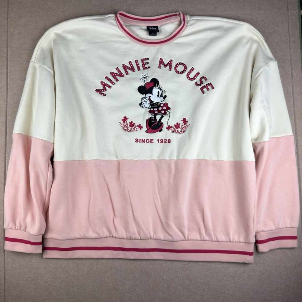Disney Her Universe‎ Minnie Mouse Sweatshirt 2X Pink Cream Since 1928 Pullover